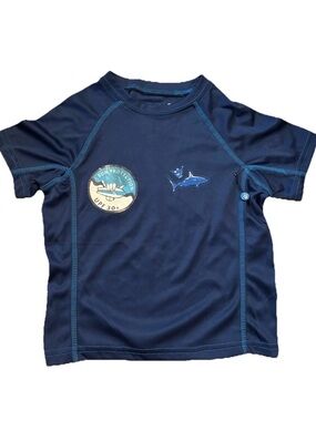 Beach Bros UPF 30+ Swim Shirt with Shark Graphic - Navy - Size 5